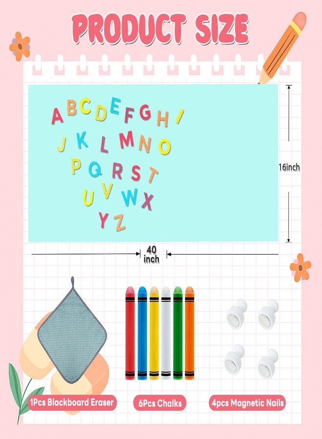 ملصق جداري مغناطيسي للأطفال، سبورة مغناطيسية سميكة مطورة للجدران، مناسبة لتزيين المنزل وورق الجدران وغرفة ألعاب الأطفال والمدرسة (أزرق، 16 × 40 بوصة) - Image 2